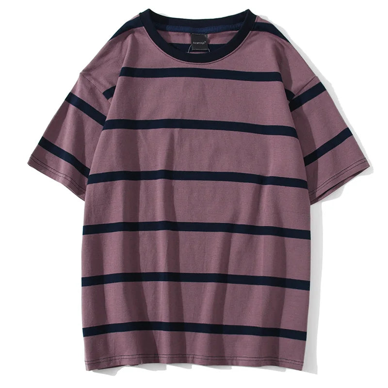 Mew Men T Shirt Color Block Print 3 Color Optional Tee Shirts Simple High Street Basic All Match Cargo Tops Mens Streetwear