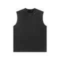 Men's 6 colors Casual Loose Shoulder T-shirt 230g Pure Cotton European and American High Retro Washed Distressed Sleeveless Vest