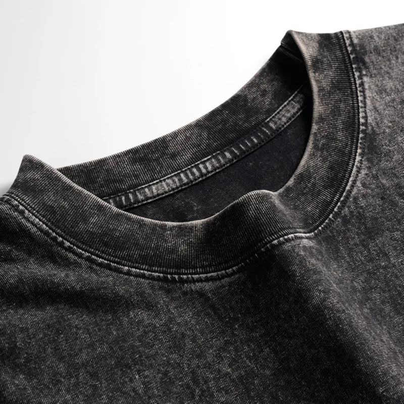 Men's 6 colors Casual Loose Shoulder T-shirt 230g Pure Cotton European and American High Retro Washed Distressed Sleeveless Vest