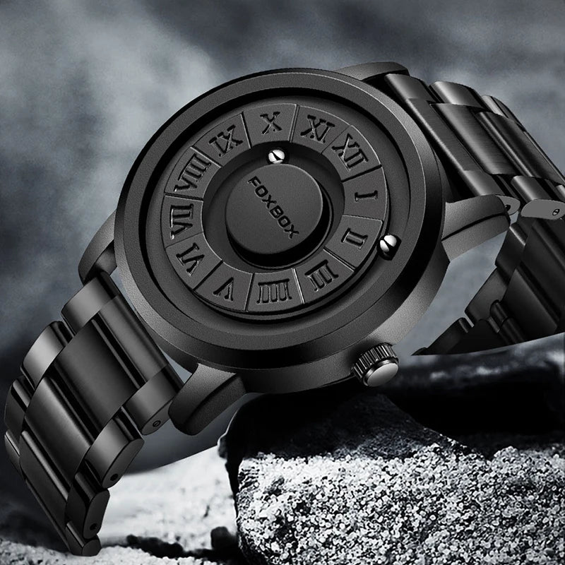 FOXBOX 2025 new men's watches brand creative leather strap ball bearing quartz waterproof clock watches for men reloj hommes+BOX