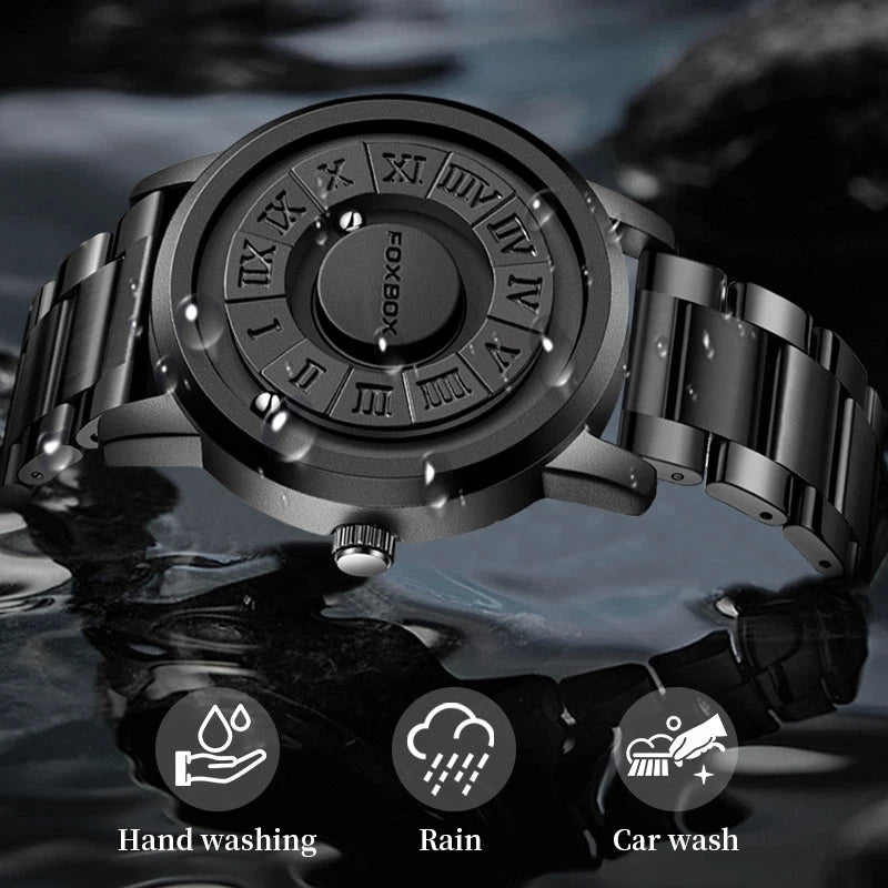 FOXBOX 2025 new men's watches brand creative leather strap ball bearing quartz waterproof clock watches for men reloj hommes+BOX