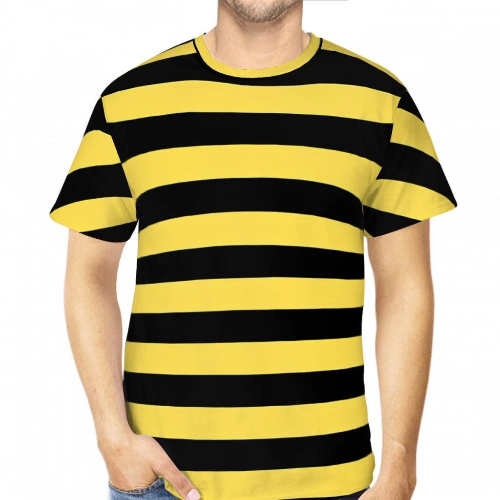 Fashion Color Men's T-Shirt Bee stripes Black And Yellow Stripes Personalize Men's Thin T-Shirt Hipster Tops Women Tee