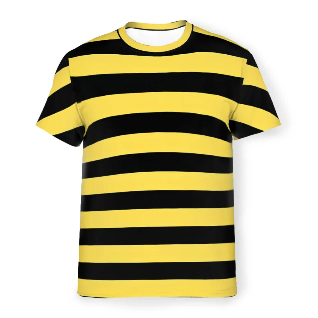 Fashion Color Men's T-Shirt Bee stripes Black And Yellow Stripes Personalize Men's Thin T-Shirt Hipster Tops Women Tee