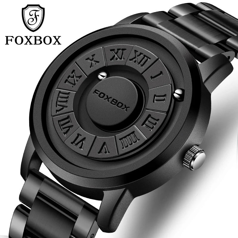 FOXBOX 2025 new men's watches brand creative leather strap ball bearing quartz waterproof clock watches for men reloj hommes+BOX