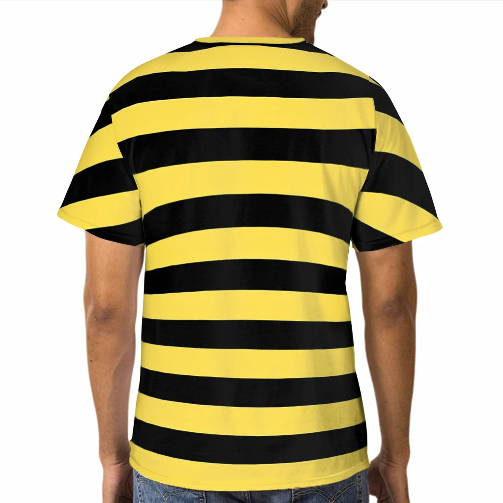 Fashion Color Men's T-Shirt Bee stripes Black And Yellow Stripes Personalize Men's Thin T-Shirt Hipster Tops Women Tee