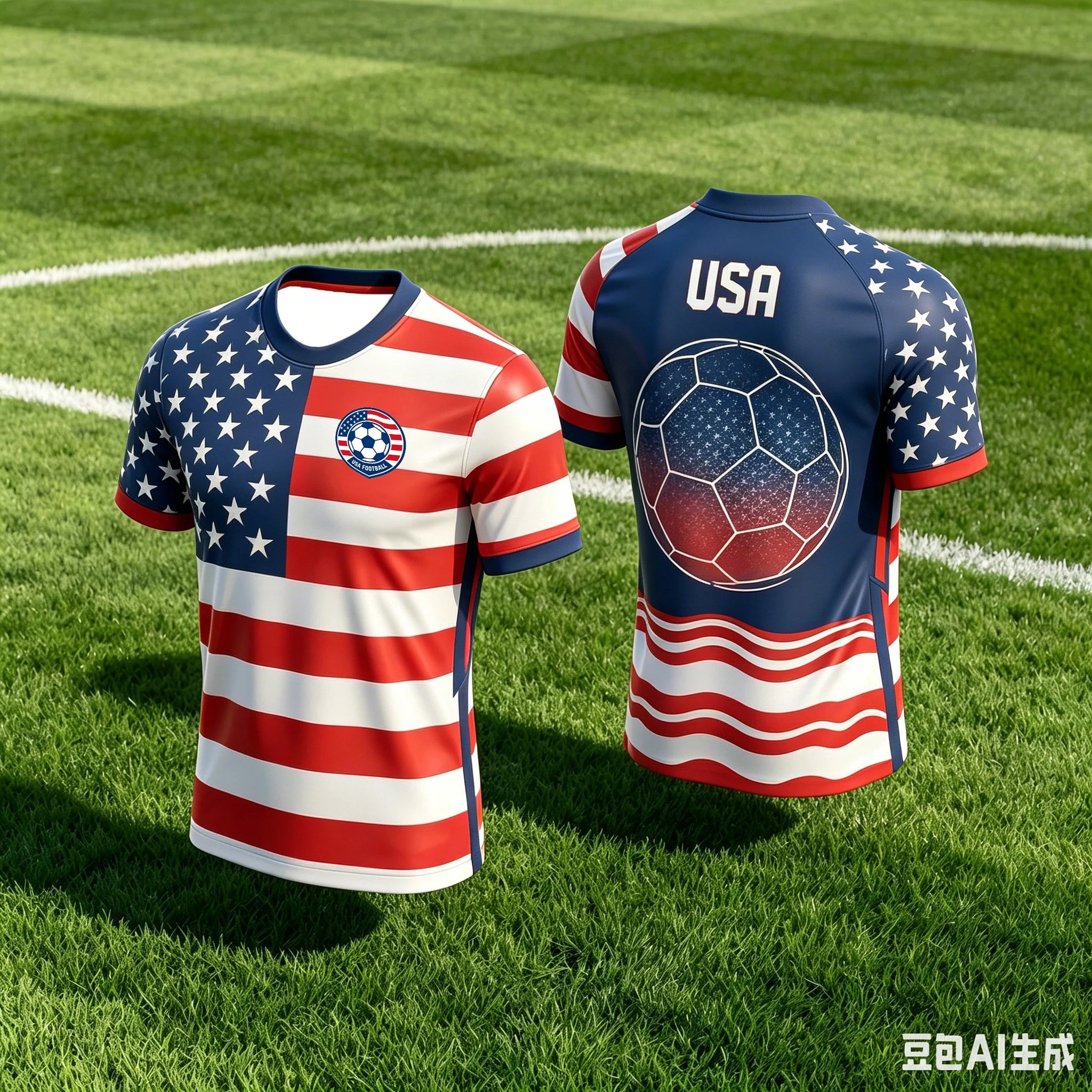 Men's USA National Team Soccer Jersey American Flag Soccer Ball Graphic Quick Dry Breathable Football Training T-Shirt for Fans